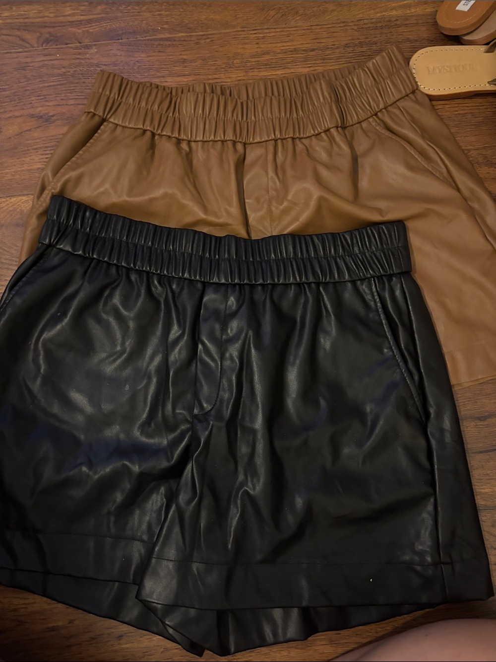 a new day Faux Leather Mini Shorts in Black and Brown